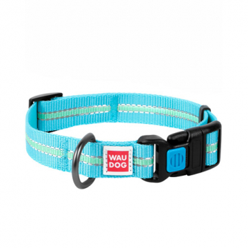 Нашийник WAUDOG Nylon Світлонакопичувальні блакитний 25 мм х 35-58 см COLLAR 45652