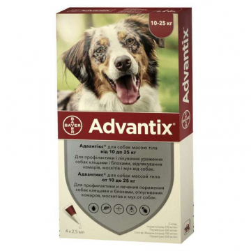 Адвантікс Advantix краплі на холку для собак 10-25 кг Bayer 1 піпетка
