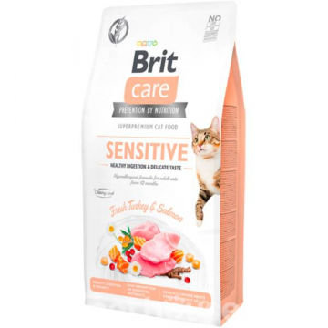 Корм для котов Брит д/привередливых Brit Care Cat GF Sensitive HDigestion and Delicate Taste 7кг ЦЕНА за 1кг