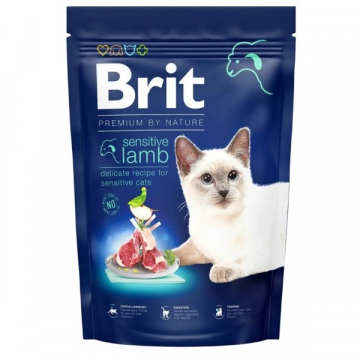 Корм для котов Брит c чувствительным пищеварением ягненок Brit Premium Cat Sensitive 300г